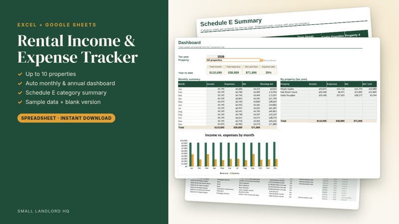 Rental Income & Expense Tracker dashboard preview